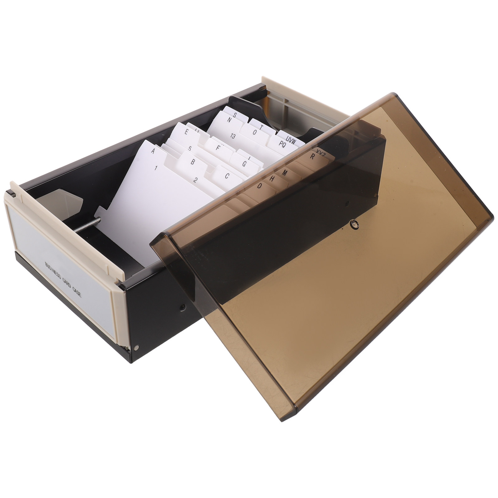 Index Card Holder - Large Business Card Storage Box Black