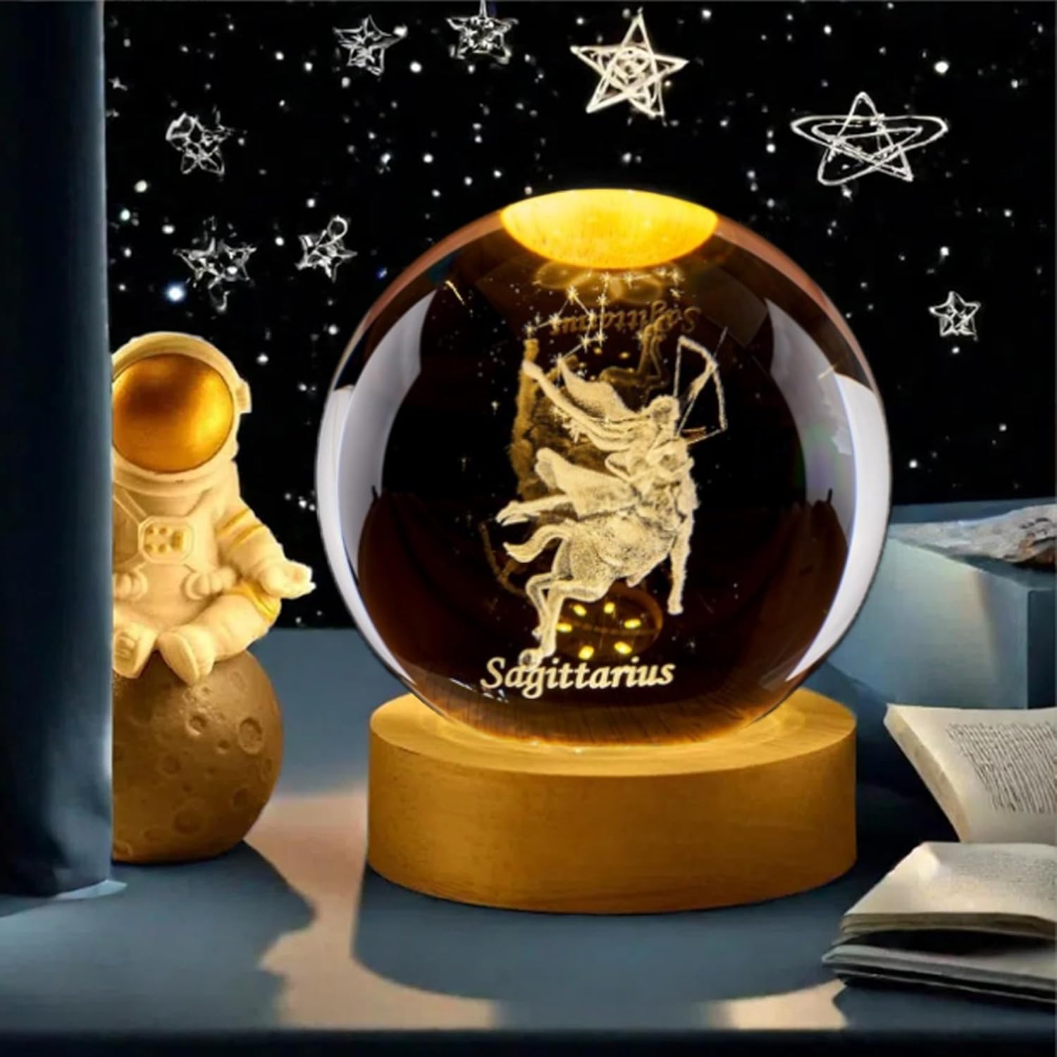 3D Sagittarius Crystal Ball wi - Paper Weight Crystal recension och pris